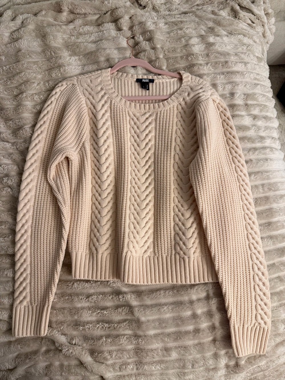 PAIGE Cream Wool Cable Knit Sweater size large
